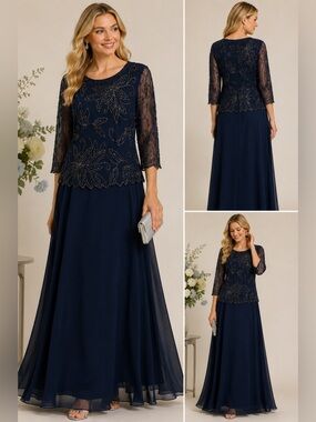j kara embellished chiffon dress JKARA EMBELLISHED BODICE A-LINE CHIFFON GOWN BLACK DRESS sz 8